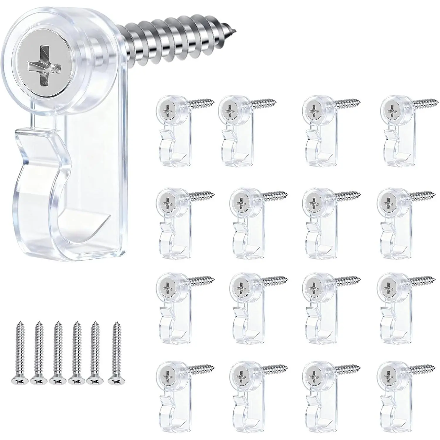 Hooks for Outdoor String Lights, 30 Pack Christmas Light Clips, Weatherproof Light Hanger Hooks Screw-in Hooks for  Christmas Lights and Wire,,Fairy Lights,Wind Chimes (Clear)