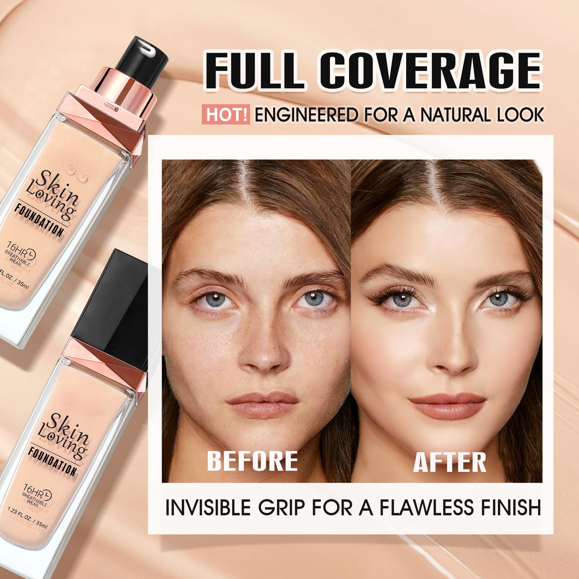 Long-lasting makeup foundation that doesn't come off, provides lasting coverage, ideal for oily skin, clear and natural moisturizing foundation