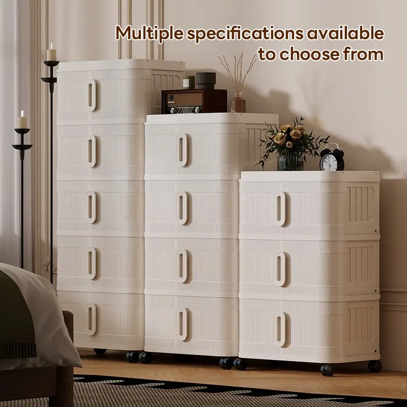 50cm*32cm Multi-Layer Storage Cabinet, Plastic Organizer for Bedroom Clothes, Cosmetics, Durable Mobile Storage Box with Wheels