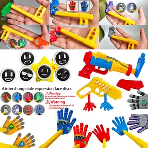 Halloween Cosplay Scary Hand Prop, Upgraded Retractable Bouncing Palm Toy, 3D Printed Weird Prank Hand Model, Funny Party Role Play Handheld Decor, Stress Relief Fidget Toy with Red & Blue Palm, Ideal for Horror Game Fans Collection, Party Photo Props & B