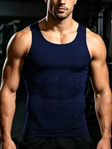 Men's Compression Sleeveless Vest, Elastic Undershirt Base Layer, Firm Muscle Support, Invisible Under Tees & Shirts, Comfortable Gym Daily Top, Available in 5 Colors & 5 Sizes, Sleeveless Gym Tops