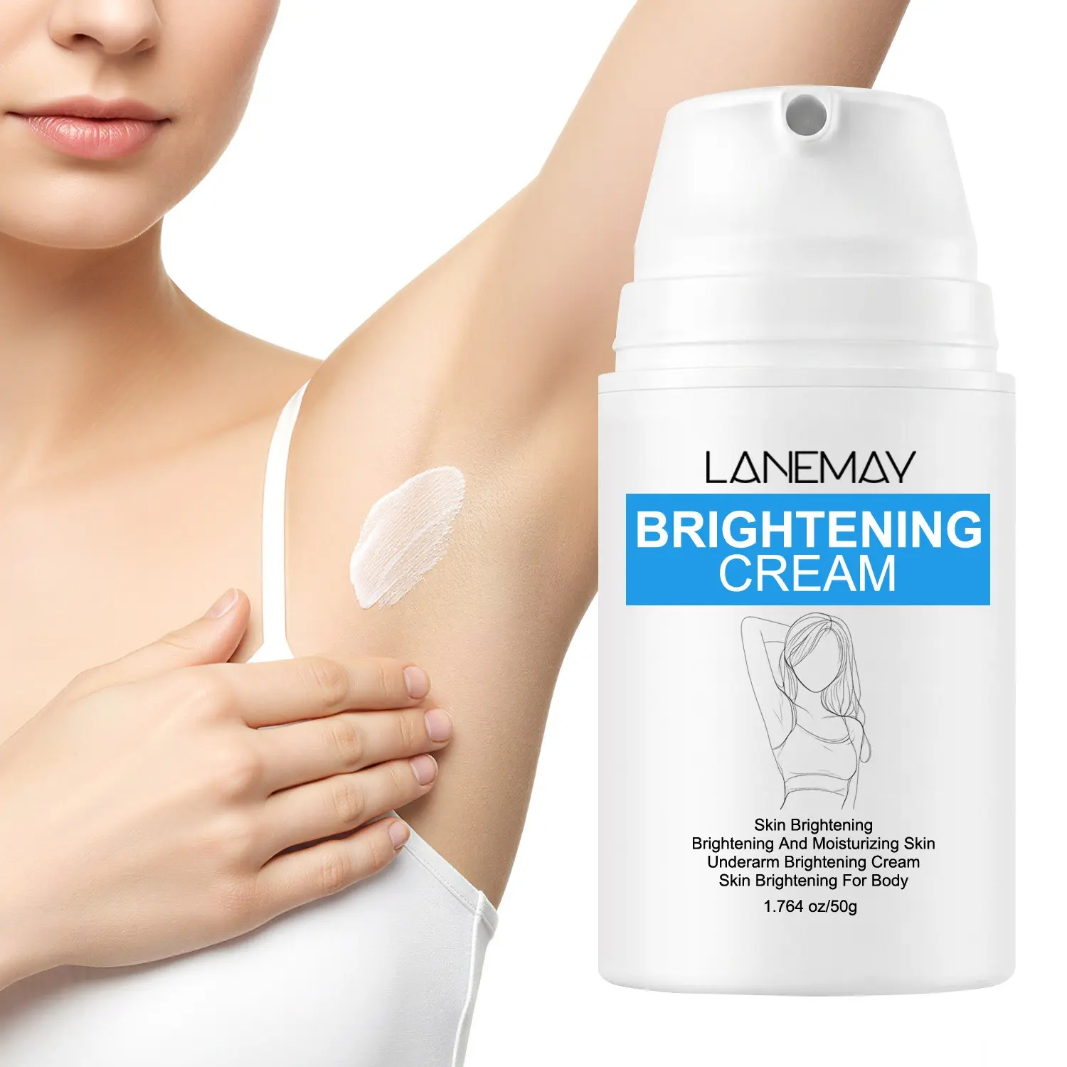 Underarm Brightening Moisturizing Cream, Body Care Moisturizer, Vitamin C, Niacinamide, Retinol, Brightens and moisturizes the whole body, Enhances radiance, Leaves skin soft, smooth, non-sticky, Suitable for the whole body, All skin types, 50g