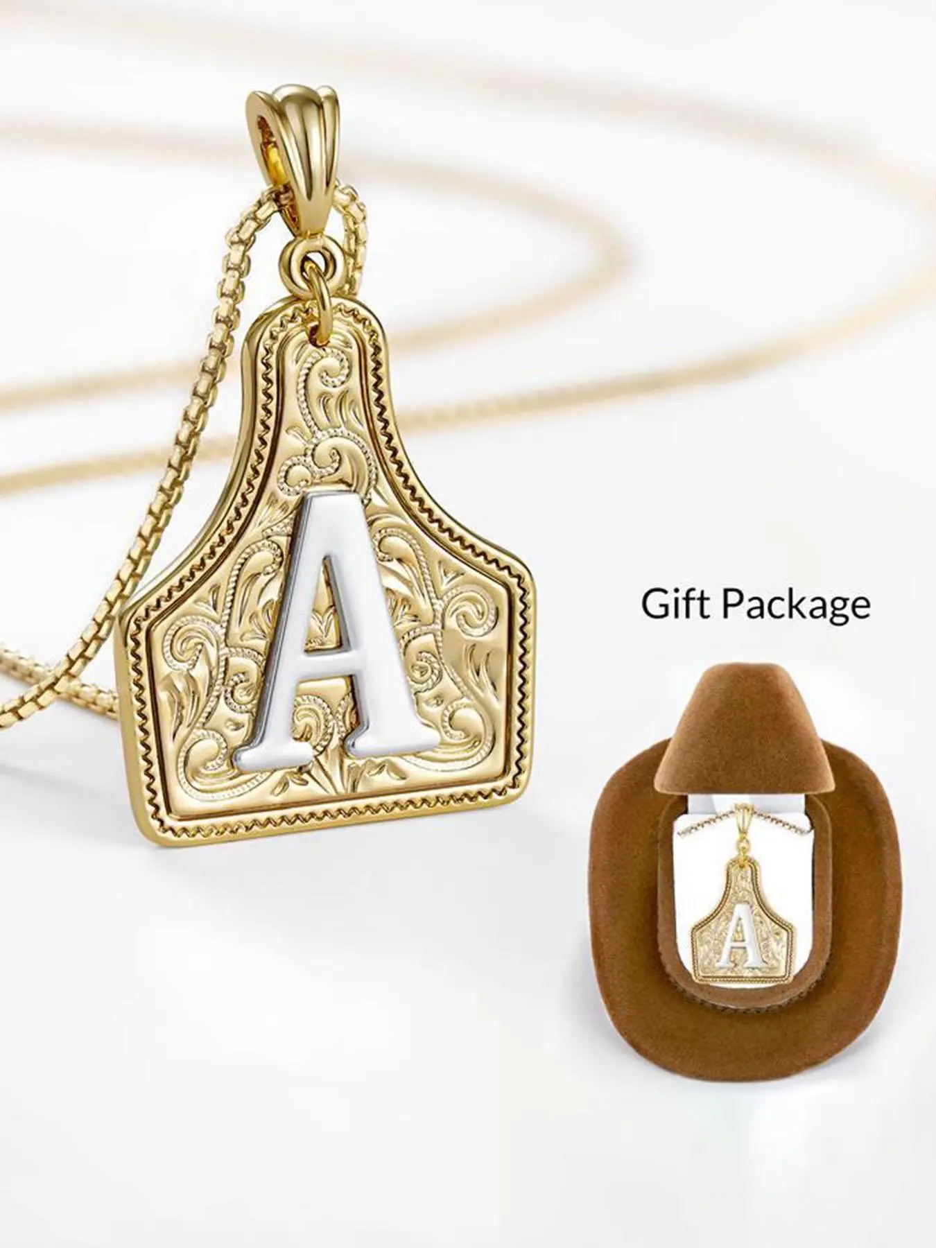 Letter Bull Brand Necklace, Luxury Western Cowboy Engraved Design, Rhinestone Decorated Stainless Steel, Perfect Gift, Daily Wear Jewelry