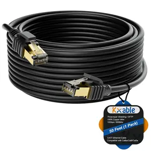 50ft Cat 7 Ethernet Cable 10Gbps 600Mhz High Speed Triple Shielding SFTP RJ45 LAN Network Patch Cord Compatible with CAT6A CAT6 CAT5E CAT5