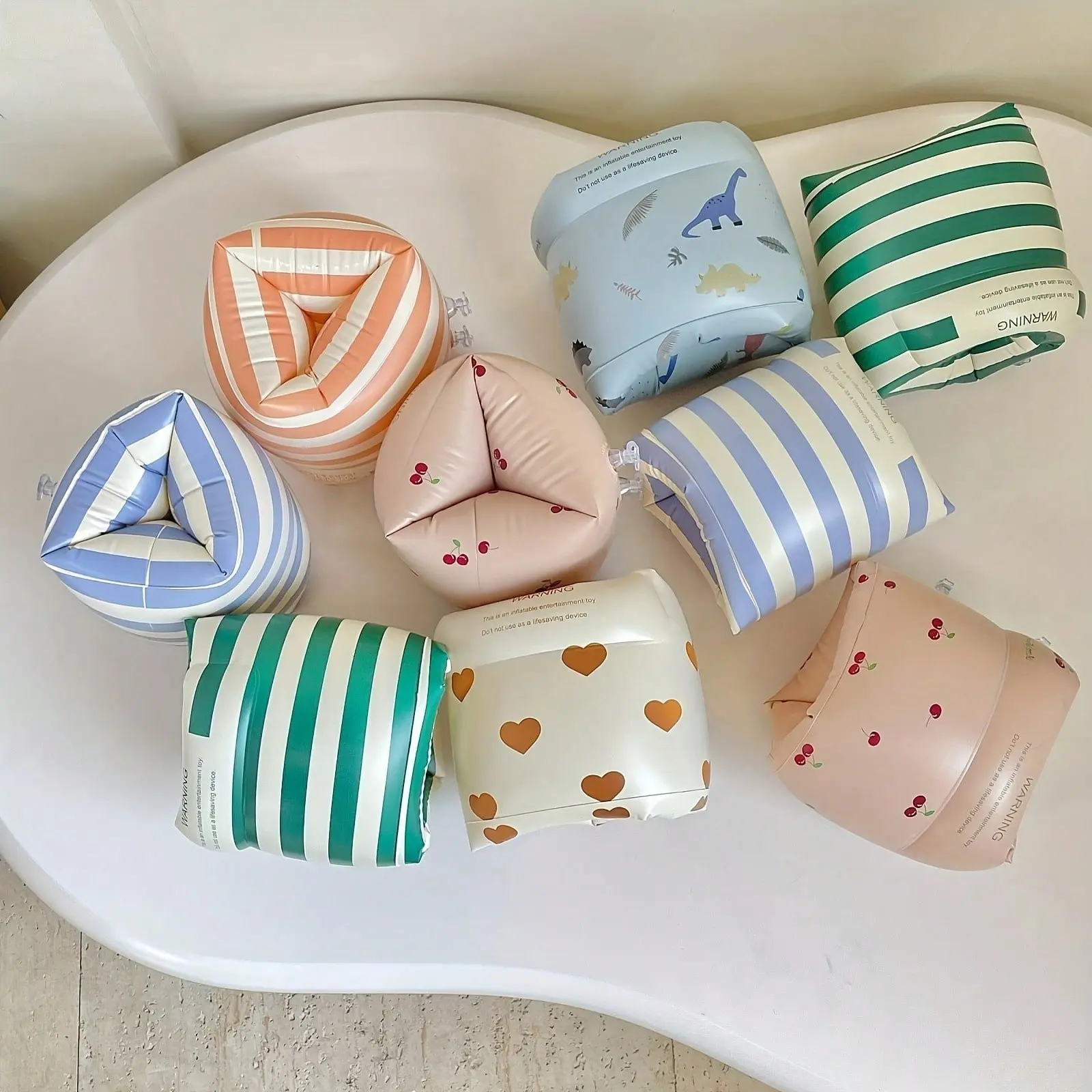 Cute Striped Arm Floaties, Thick Buoyancy Swim Sleeves, Reinforced Vintage Design, Dual Chamber for Beginners, Perfect Gift for Holidays, Swimming Float