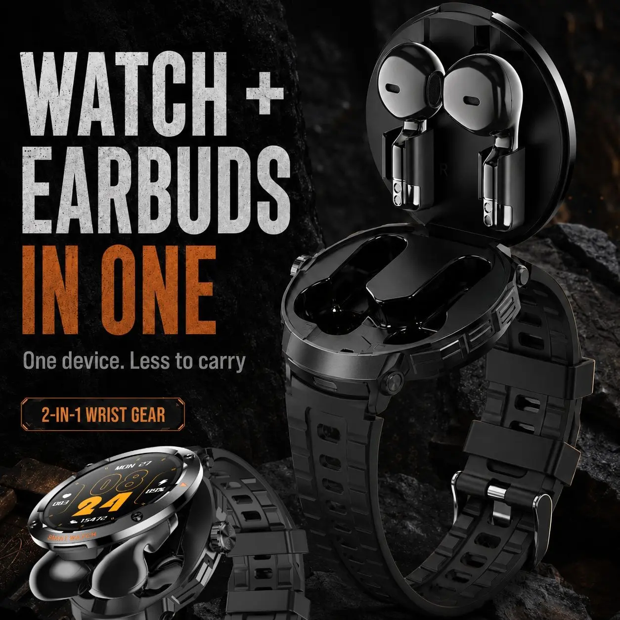 EFFEOKKI Sport Smartwatch with Earphones - 1.46" Round Screen, Zinc Alloy Bezel, NFC, Wireless Calling, Multiple Sport & Fitness Modes, Great Gift for iPhone & Android Phone Users