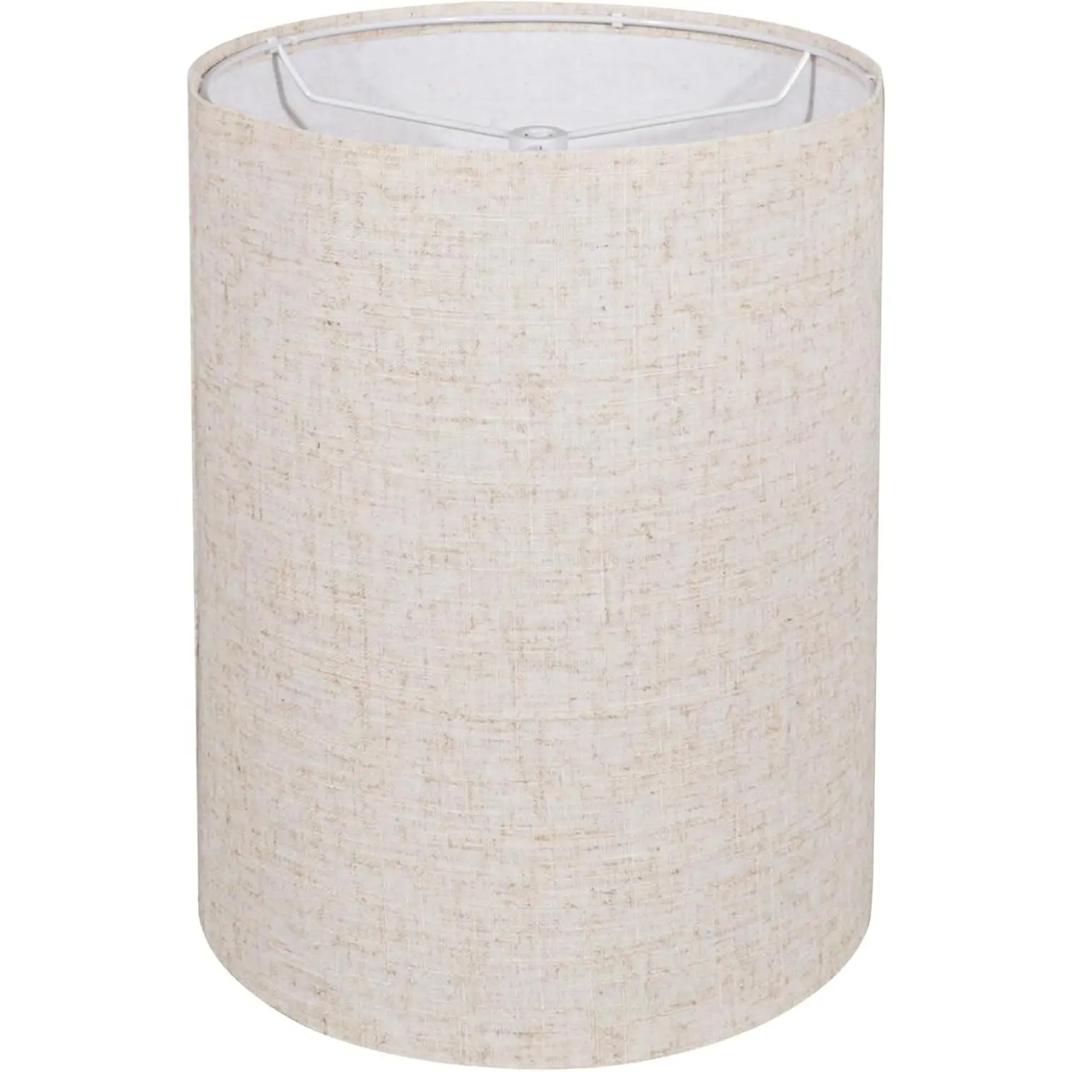 Tall Drum Lampshade for Table Lamps and Floor Lamps, 10" Top X 10" Bottom X 13" High, Beige Large Line Fabric Cloth Lampshade, Easy Assembly
