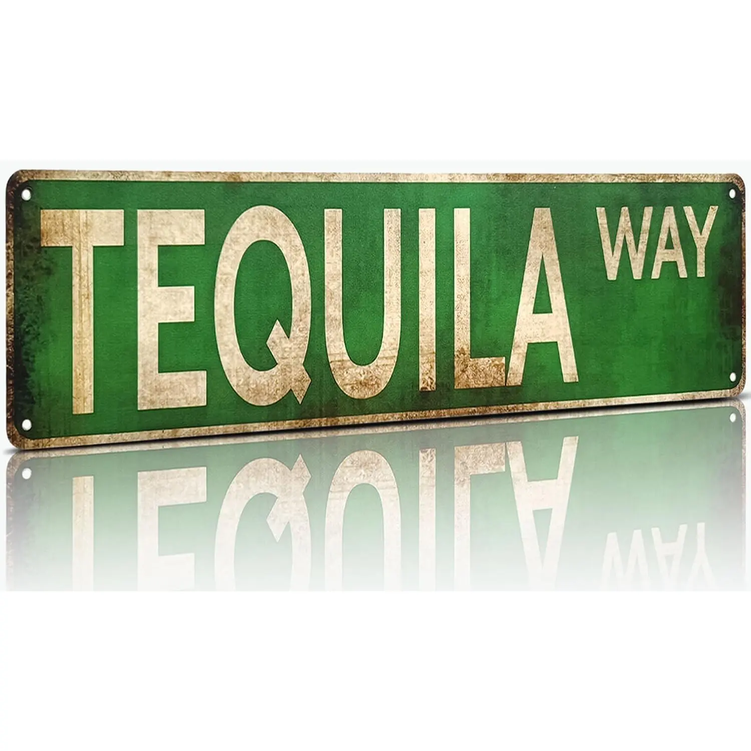Tequila Way Street Sign – All-Aluminum Vintage Rustic Metal Sign 4x16 Inches, Funny Wall Art For Kitchen, Home Bar, Or Outdoor Patio Decor,Fun Metal Signs,Fun Wall Decoration Signs