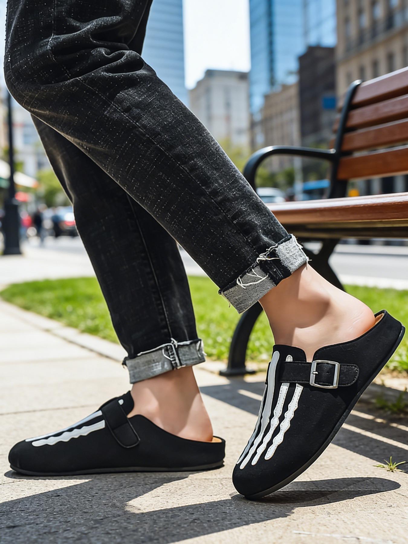 Spring Summer New Men's Half-Enclosed Sandals, Soft Skin-Friendly Material, Lightweight Design for Indoor Relaxation & Outdoor Walks