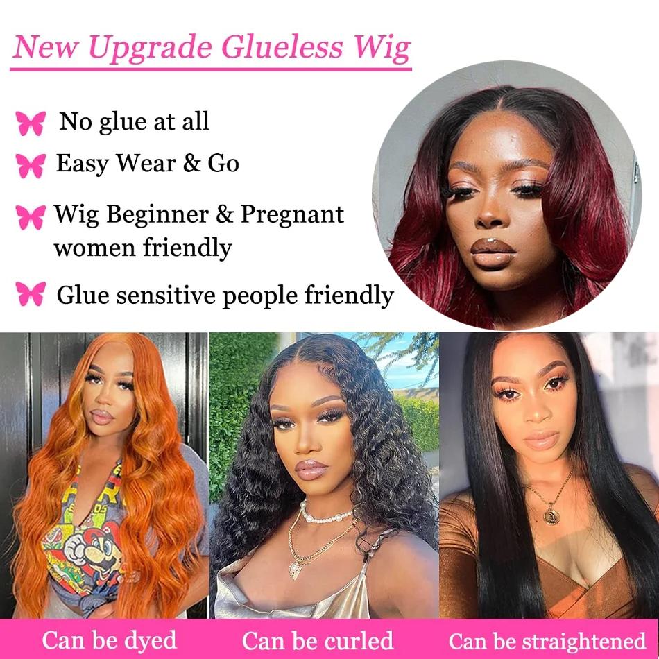 【New In】T1B 99j Burgundy 5x5 Glueless Wigs Omber 1b 99j Body Wave Pre Cut Hd Lace Closure Wig Human Hair Pre Plucked For Women Ready to Wear Glueless Wigs Bling Hair