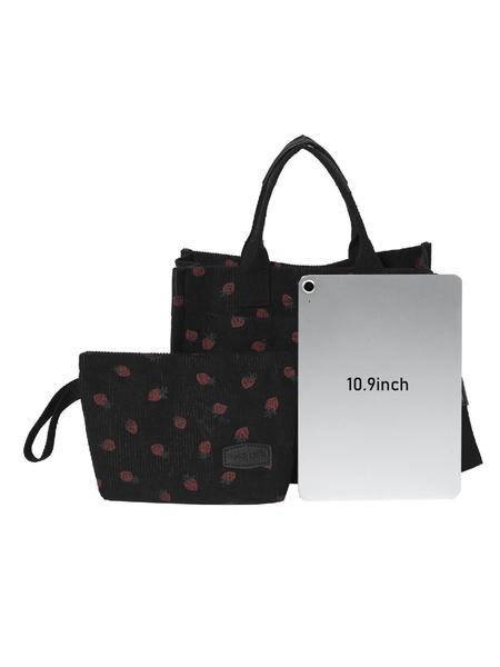 Women's Strawberry Pattern Tote Bag & Purse, Casual Versatile Shoulder Bag & Coin Purse, Trendy High-quality Daily Commuting Bag, Fashionable Bag, Fashionable Patterned Bag