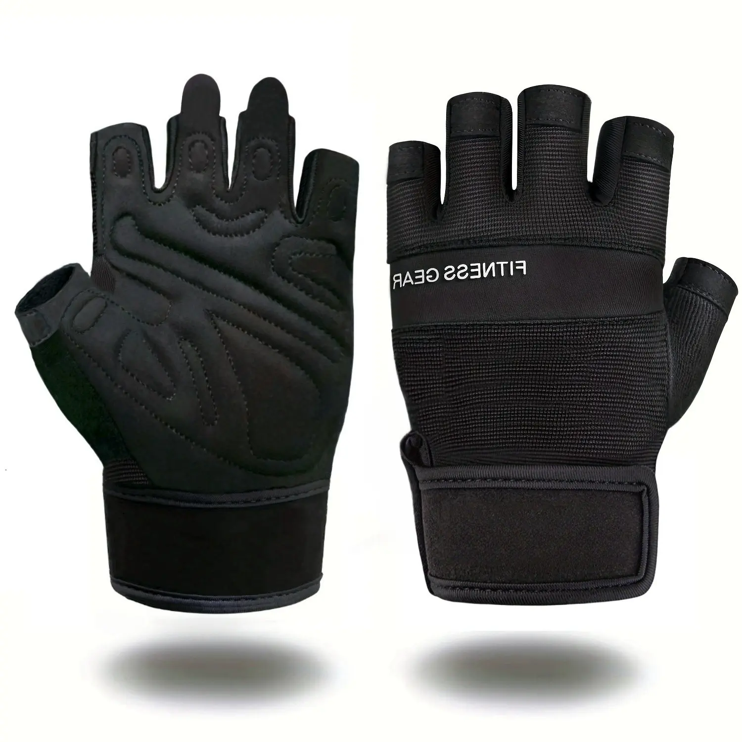 Half-Finger Gym Training Gloves, Breathable Fabric, Palm Padding, Adjustable Wrist Strap, Comfortable Sports Gloves, Unisex, All Seasons