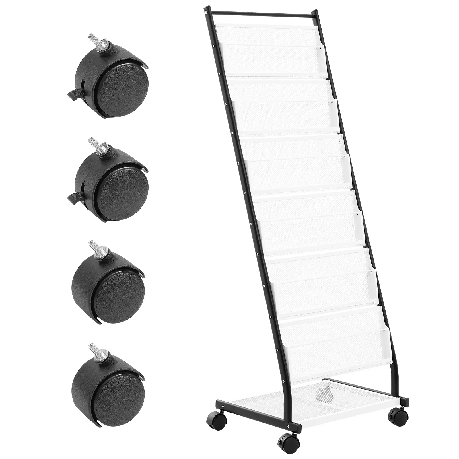 Brochure Display Rack, Tier Magazine Literature Display Stand, 1.1 lbs / 0.5 kg ( Each Layer) Load Capacity, Floor Standing Magazine Rack Newspaper Catalog Holders