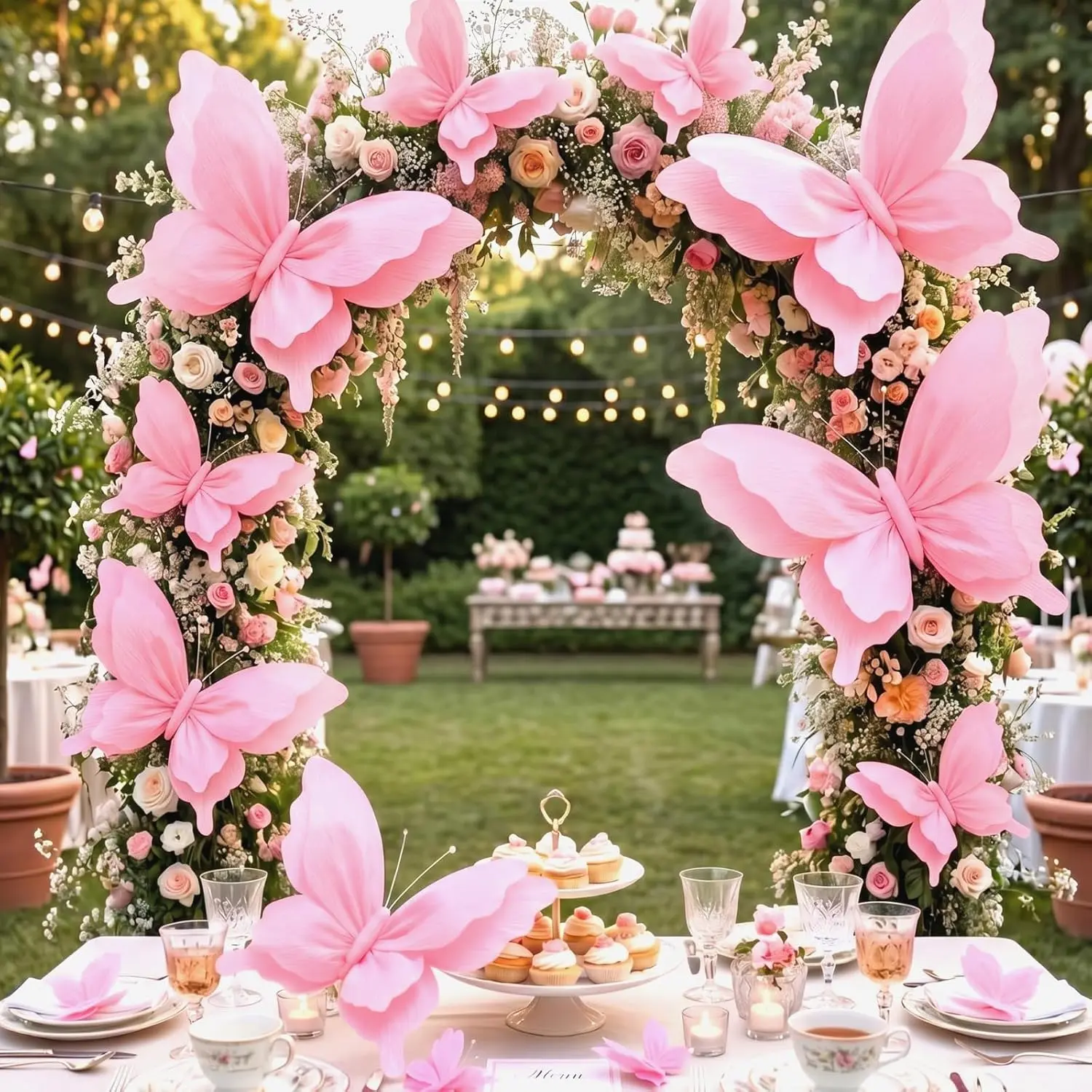 12 Pcs Giant Paper Butterfly Party Decoration 3D Pastel Big Butterfly Hanging Ornament 17" 10" 7" Large Mariposas Grandes para Decor for Wedding Baby Shower Birthday Party(Pink)