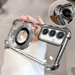 Suitable for [Galaxy S24 Fe] high-end phone case, Electroplated Luxury Clear Phone Case with Ring Stand Holder 4-Corner Shockproof Camera Protective Cover 952
