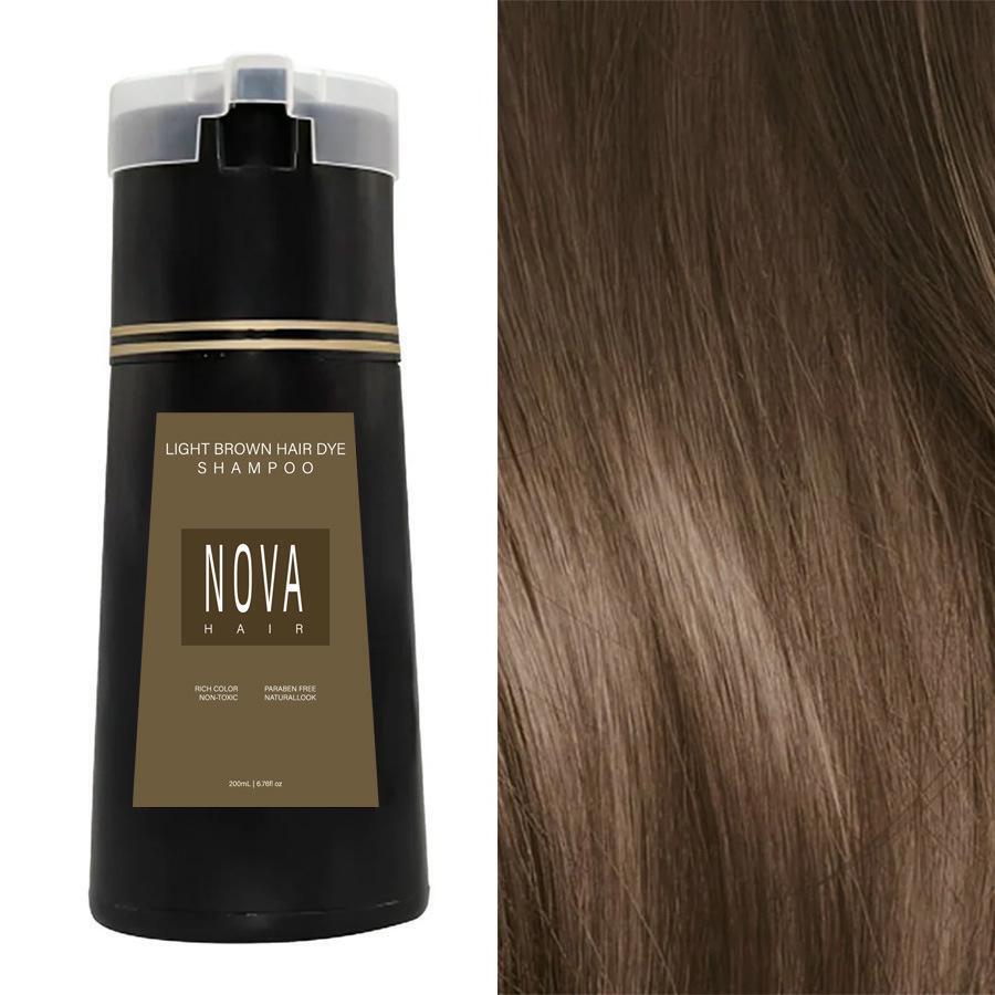 Nova Hair Instant Dye Shampoo - Safe Natural Haircare Solution for At-Home Use, Gray Coverage, Scalp Nourishment, Purple-Black Color for All Types