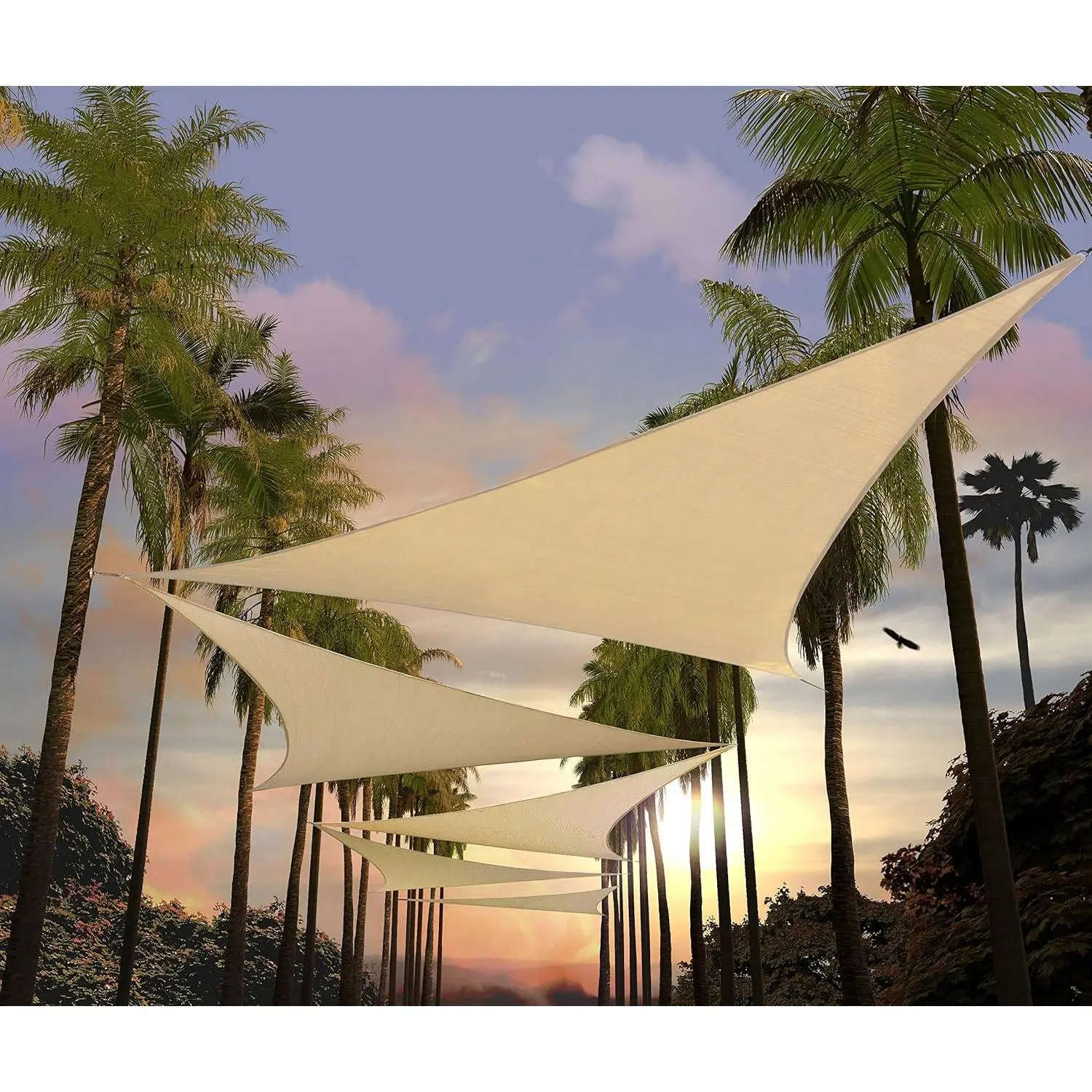 8' x 8' x 8' Beige Triangle Sun Shade Sail, 95% UV Block Outdoor Shade Canopy, 200GSM HDPE Breathable Mesh Fabric for Small Patio Balcony and Garden