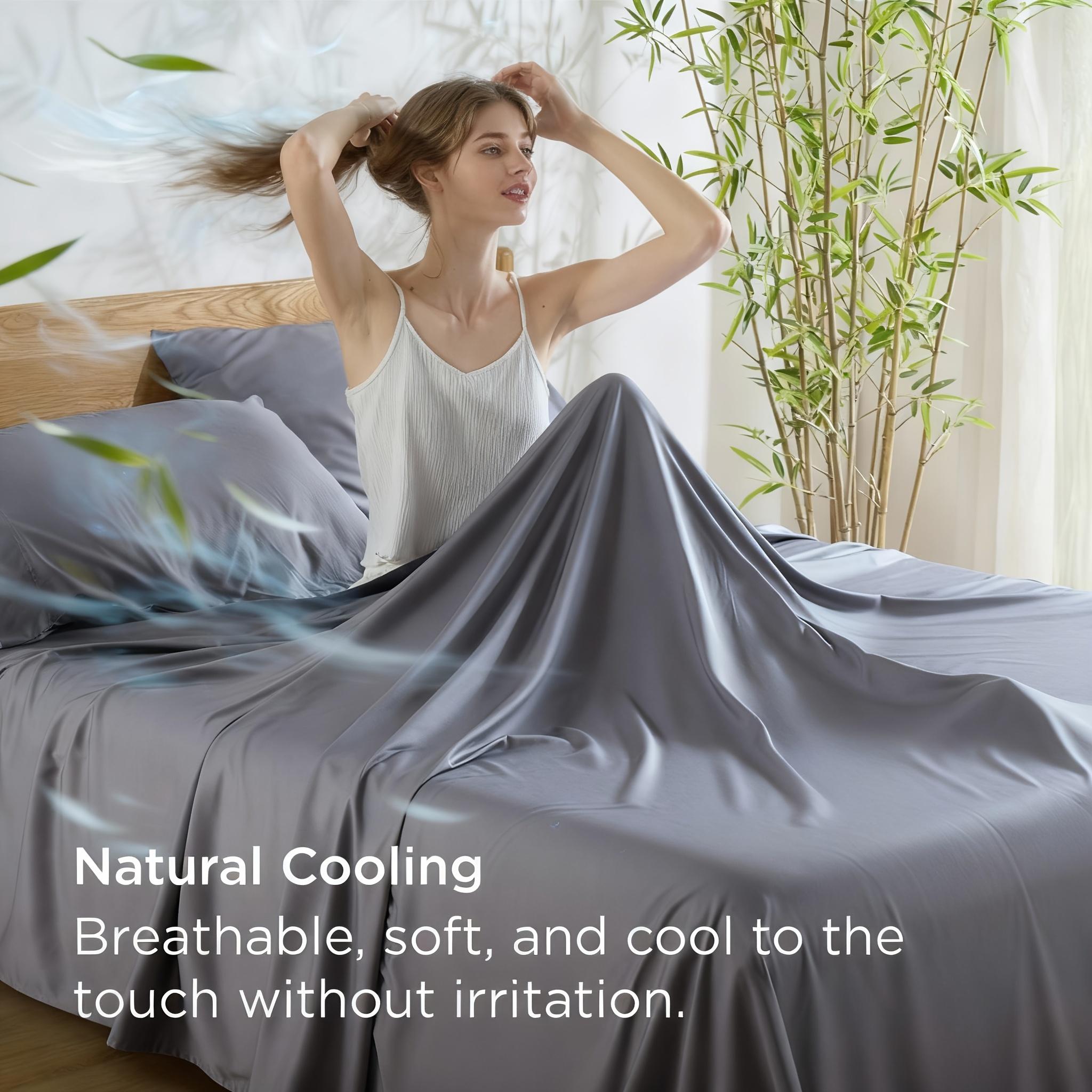 3/4pcs Cooling Bamboo Bed Sheet Set, Breathable and Close-Fitting, Comfortable and Super Soft, Large Bedding Set, Suitable for Hot Sleep, Washable and Machine Washable, All Seasons, Holiday Gift, Perfect for Bedrooms or Guest Rooms blue cat various color 3/4pcs Cooling Bamboo Bed Sheet Set, Breathable and Close-Fitting, Comfortable and Super Soft, Large Bedding Set, Suitable for Hot Sleep, Washable and Machine Washable, All Seasons, Holiday Gift, Perfect for Bedrooms or Guest Rooms blue cat various color