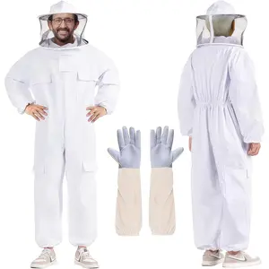 Professional Bee Suits for Men Women Sting Proof with Round Veil, Sting-Proof Full Body Protection Beekeeping Suit with Glove