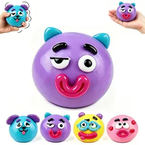NEW Smushers Squishy,Smushers Dog Face Swap Squishy,Soft Moldable Cute Slow Rise Squeeze Toy,Cute Dog face Stress Relief Toy(Purple)