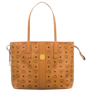 MCM Liz Classic Monogram Canvas Tote Bag for Women – Medium Size, Brown and Cognac Two-Tone