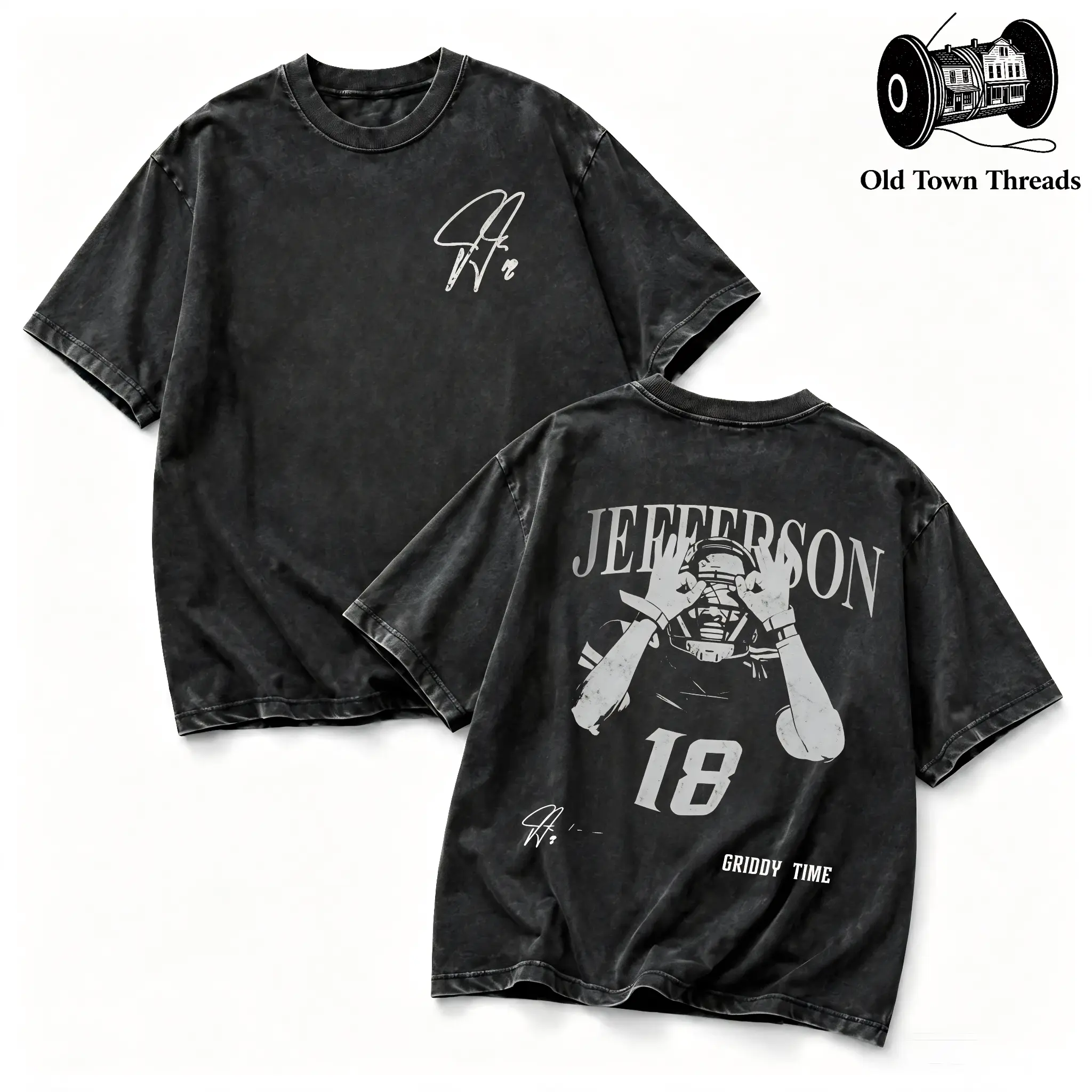 100% pure cotton washed T shirt double-sided Justin Jefferson tee Number 18 Griddy Time Player Graphic Print, # NFL Football # NFLTshirt # FootballGameDay, # NFLFanGear # FootballGift # Gridiron Football