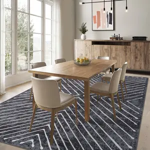 OUTGOODS Ultra Soft Modern Symmetrical Striped Area Rug – Low Pile, Non-Slip, Machine Washable, Spot Resistant Carpet for Living Room, Bedroom, Dining Room, Nursery, Office – Collapsible Floor Cover – Multiple Sizes & Colors