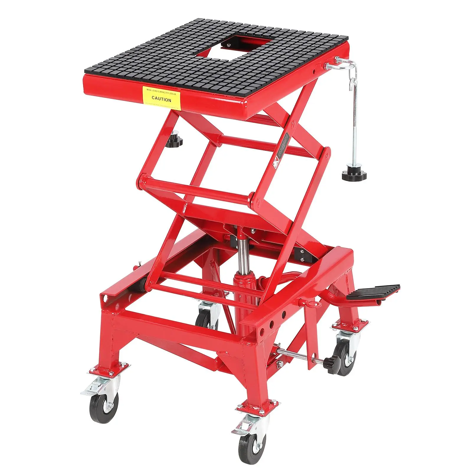 Heavy Duty Motorcycle Lift Scissor Jack 350LBS Camper Dirt Bike Stand Adjustable Height 13-34 Inch Wide Lift Platform Crank Jack for Street Bike Cruiser ATV UTV Touring Vehicle Repair Maintenance Tool Professional Garage