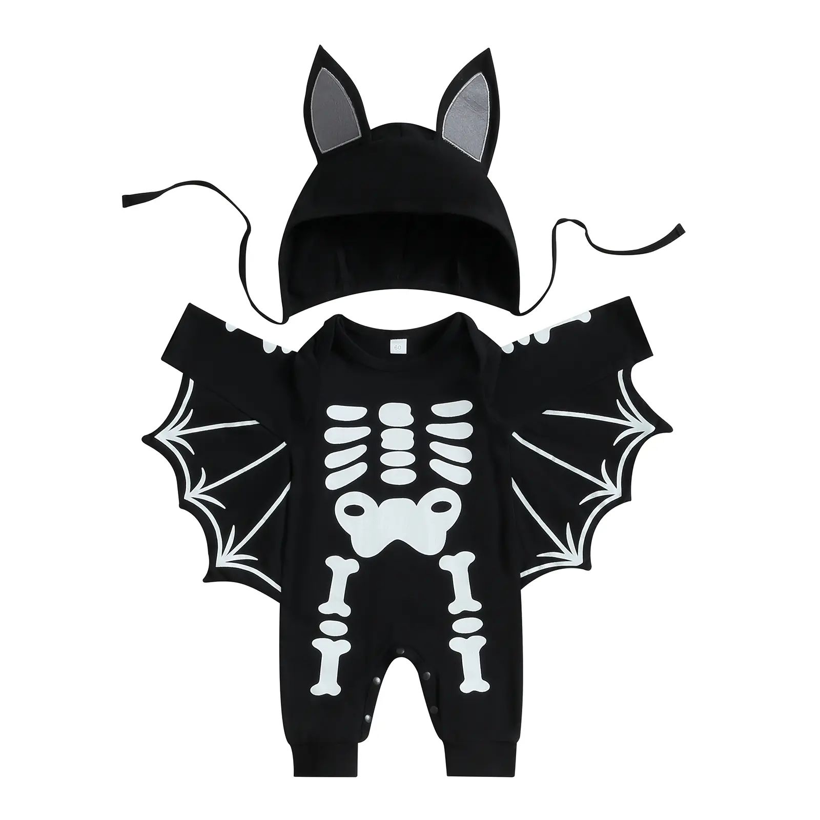 Canrulo My First Halloween Bat Costume Skeleton Jumpsuit Newborn Baby Boy Girl Cosplay Outfit Bodysuit Romper with Hat