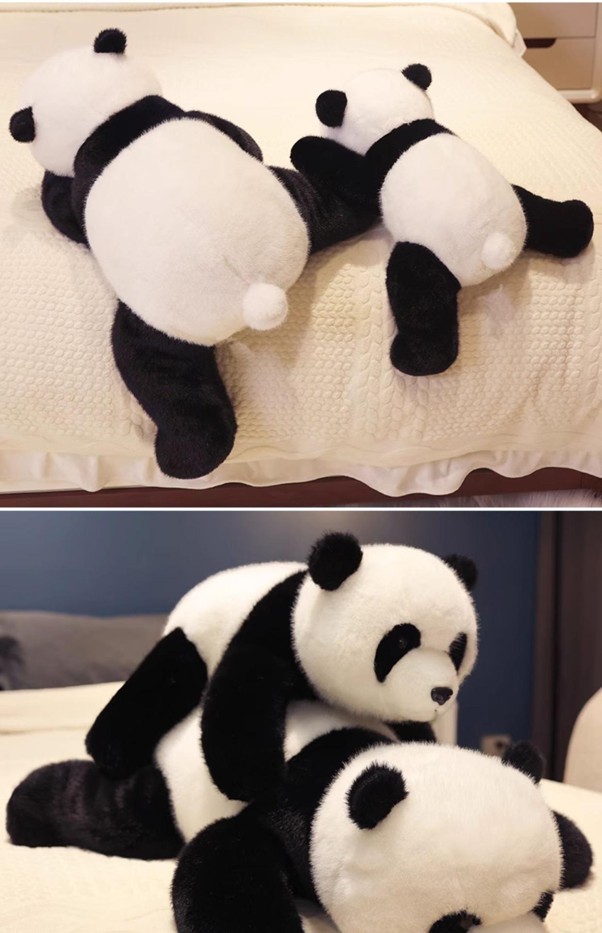 Realistic Giant Panda Plush Toy, Lying Panda Doll, Stuffed Animal, Children's Gift, Easter Gift mini large weighted monkey Whale Shark Kawaii Soft Classic Wolf gorgeous girl kit porcelain stress relief bjd male Pocket