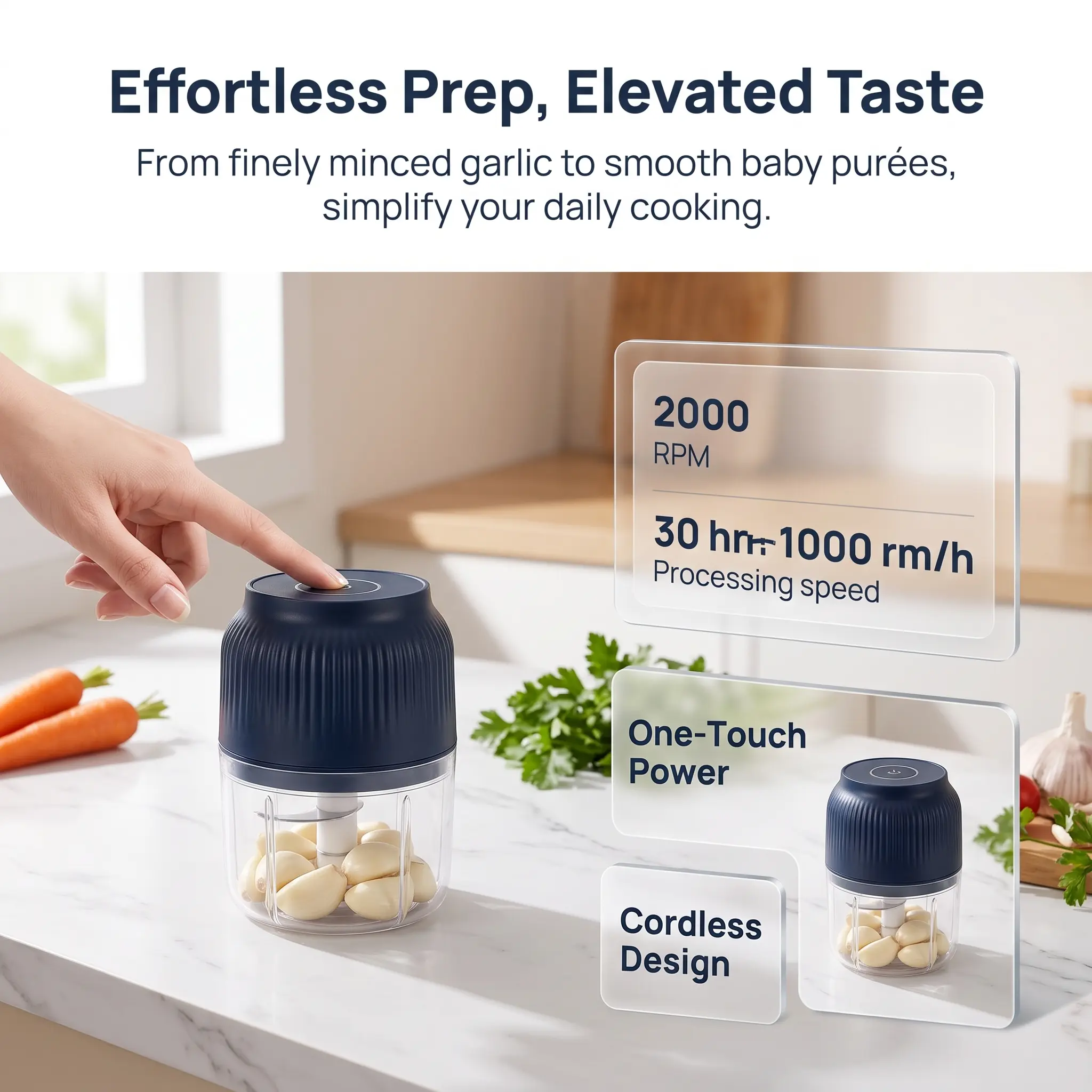 Portable USB Rechargeable Mini Electric Food Lithium Battery Garlic Masher Onion Ginger Chili Veggies with Raccoon Cheese Grater Lychee Peeler Kitchen Tools