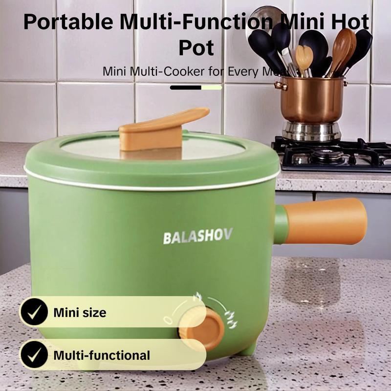BALASHOV Portable Electric Hot Pot, Steamboat Pot, Cooker Pot, Mini Multifunctional Pot with Stainless Steel Steamer, Household Kitchen Appliances for Cooking Pasta, Noodle, Steak, Porridge
