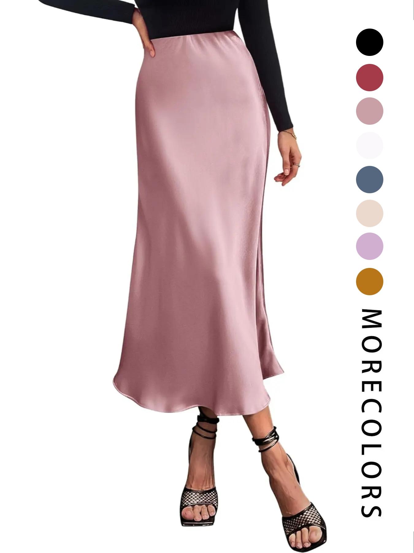 Women's Solid Color Skirt, Flared Skirt Design, Elegant Fashion Casual Skirt for Party Wedding Guest, Ladies Bottoms for Summer