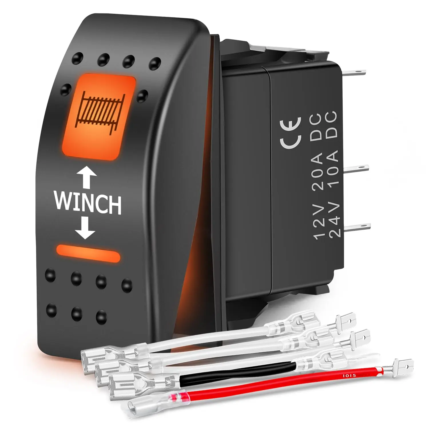 Nilight UTV Winch Rocker Switch Momentary On Off On 7 PIN DPDT LED Light Bar Switches with Orange Backlit 12V 24V Toggle Switches with Jumper Wires Set for ATVs UTVs Cars Trucks RVs