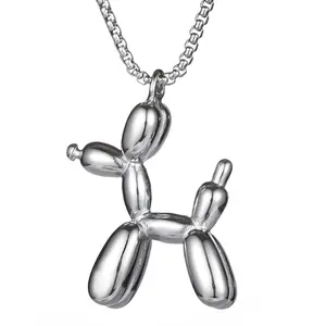 Balloon Dog Necklace,Thick Gold Plated Titanium Steel Playful Art Toy Chain,Cute Cartoon Puppy Jewelry,Streetwear HipHop Fashion,Luxury Unisex Pendant,Kawaii Aesthetic,Harajuku Style Jewelry,Trendy Chain,Cool Boyfriend Girlfriend Gift,Daily Outfit