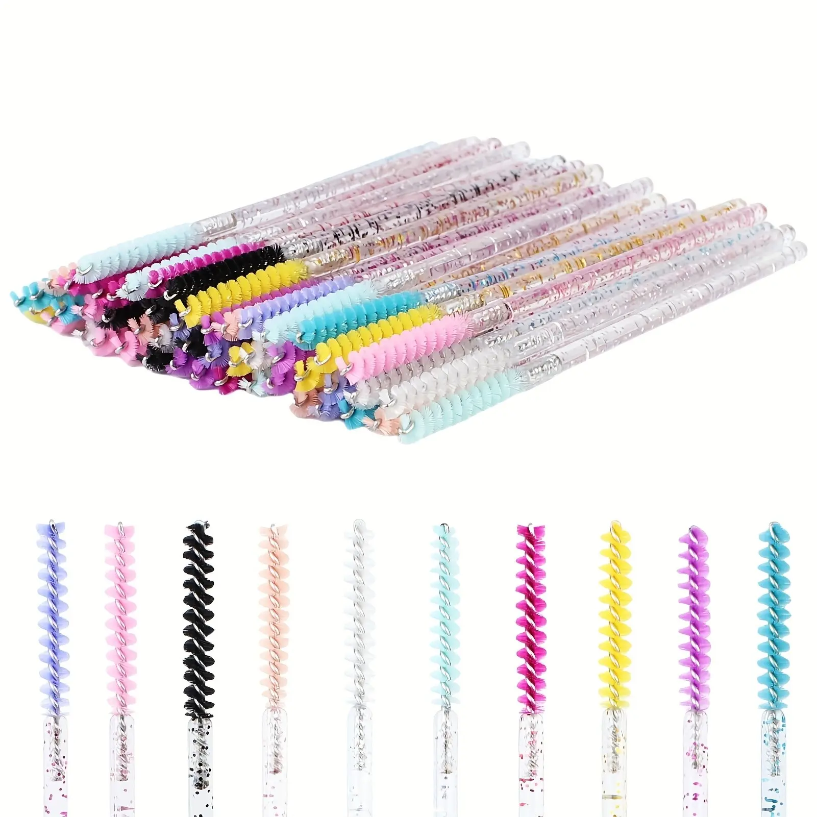 40pcs Disposable Makeup Brush Eyelash Microbrush Mascara Wands Cosmetics Applicator Eyebrow Comb Lash Extension Supplies Tool Mixed Colors Spoolie Brushes