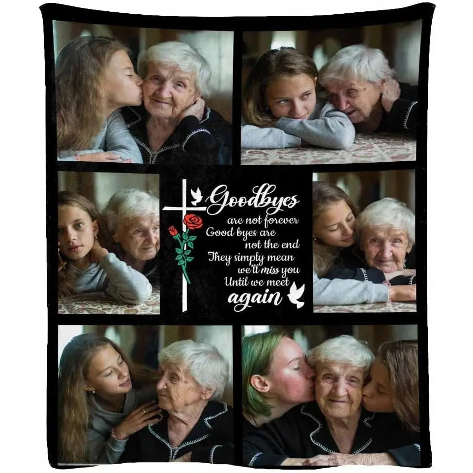 Customized Memorial Flannel Throw Blanket - Wrinkle-Resistant, Breathable, Fade-Resistant, Cross Rose Dove Remembrance Design, Soft Cozy Warm Sympathy Gift for Loss of Loved One, Personalized Memory Keepsake for Grandparents, Bereavement Home Decor