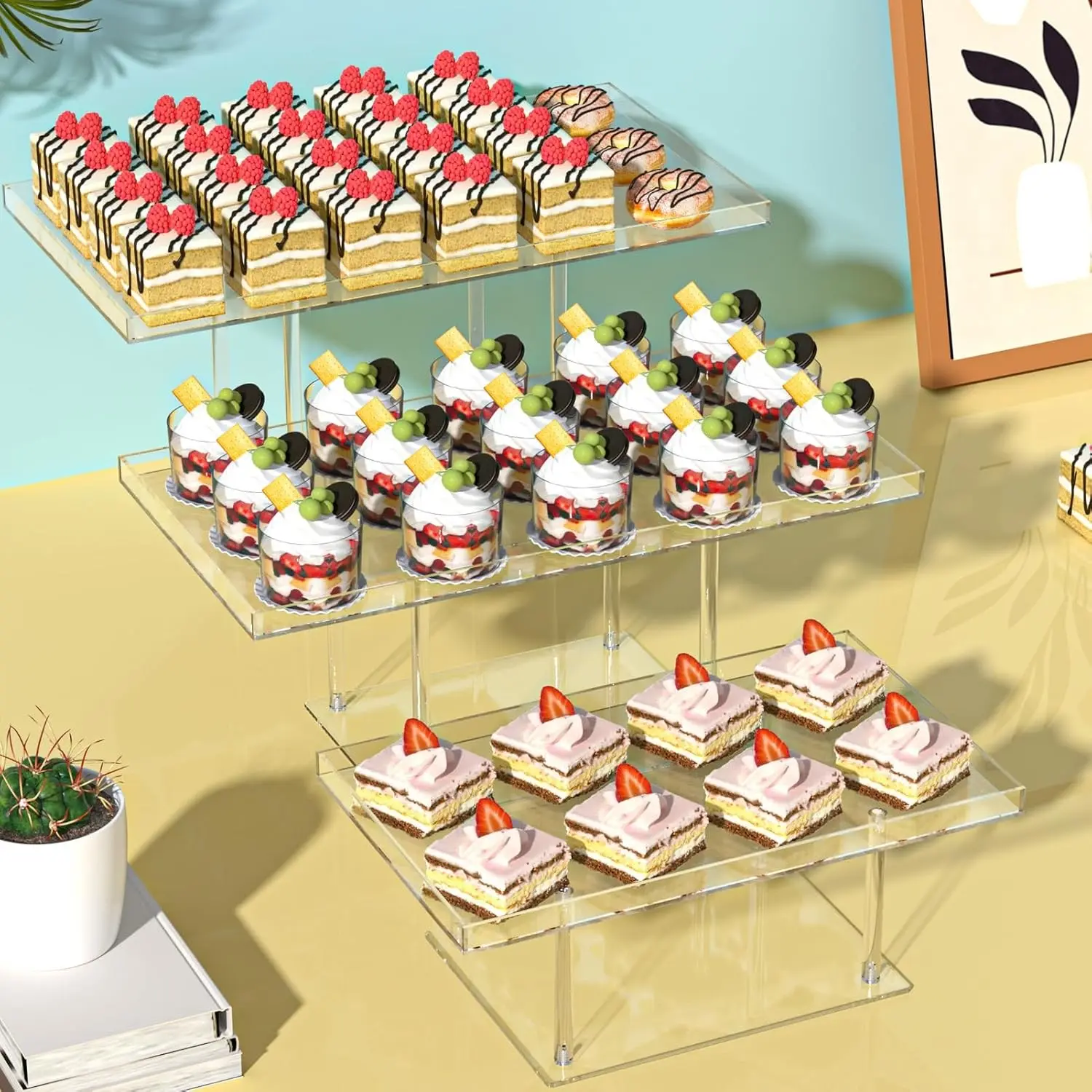 Transparent Acrylic Dessert Display Rack, Elevating Tray for Cupcakes, Pastries, Snacks, Ideal for Weddings, Birthday Parties, Acrylic Display Stands, Acrylic Display Risers