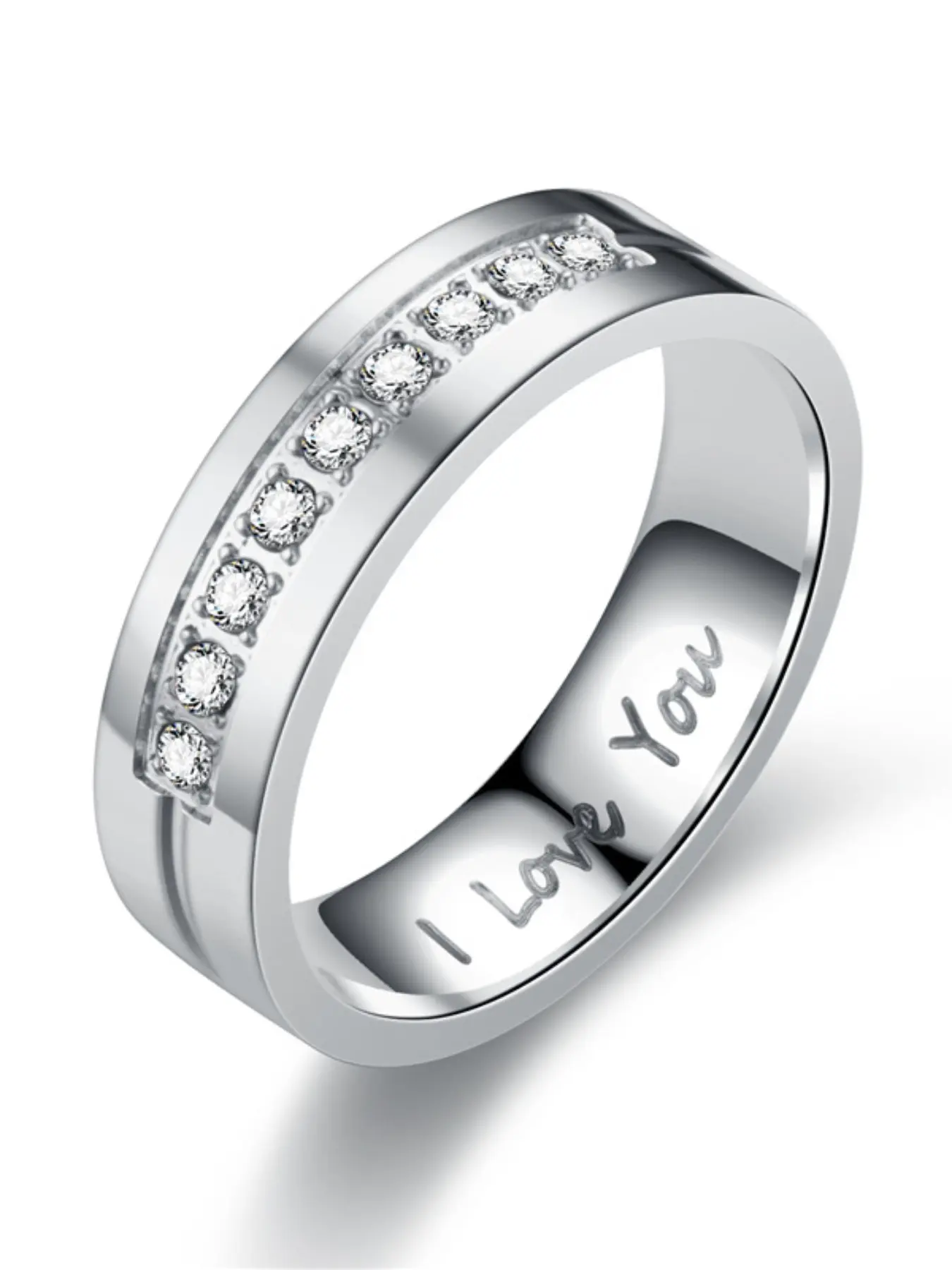 Stainless Steel Couple Engagement Rings for Women Men Crystal I LOVE YOU Ring  Wedding Jewelry Accessories Gifts Beautiful Rings