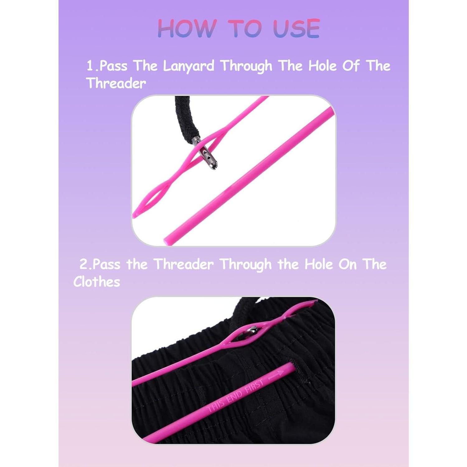 Drawstring Threader Set,9Pcs Drawstring Threader Tool Flexible Drawstring Threaders,Stainless Steel Drawstring Threader,Bodkin DIY Rope Threader Clip,Loop Turner String Threader for Hoodie,Pants