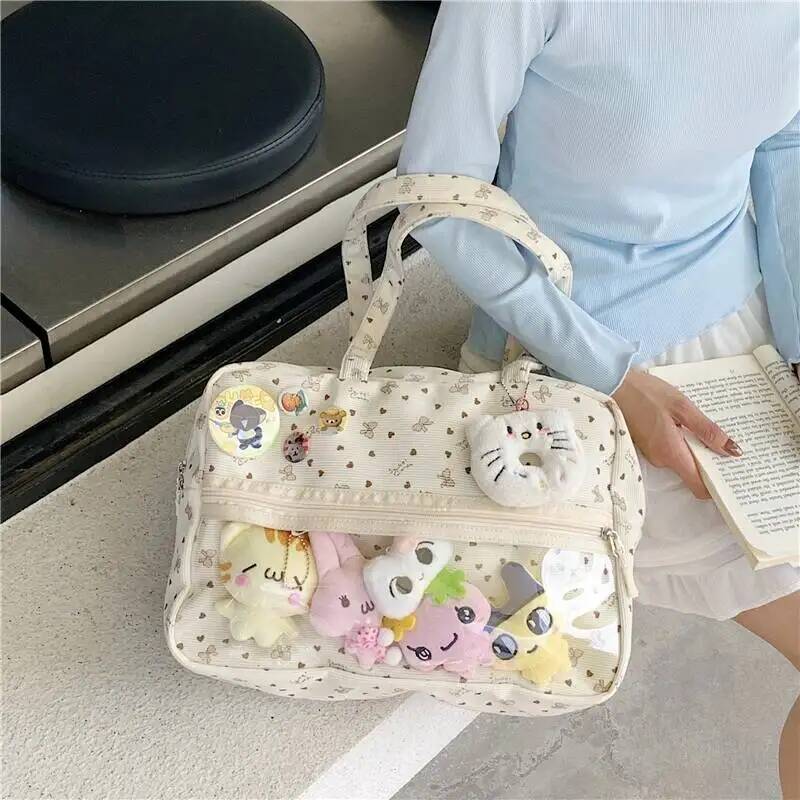 New Y2k Cute Large Capacity Ita Bag Lolita Girls Transparent Bag DIY Badge Display Shoulder Bag Fashion Comic Exhibition Handbag