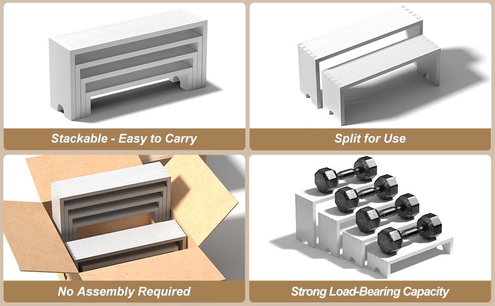 2 Set Large White Wooden Tiered Riser Display Stands for Vendor Events,Stackable Wooden Cupcake Stand,Farmhouse Wood Dessert Table Display Set,Vendor Booth Display Items,Food Display Risers for(12-11.2-10.4-9.6IN)