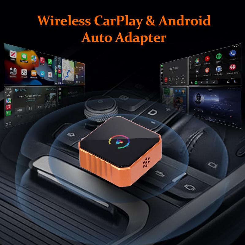 Wireless CarPlay & Android Auto Adapter, Hands-Free Calling, Plug & Play, Fast No-Delay Link, iPhone & Android Compatible