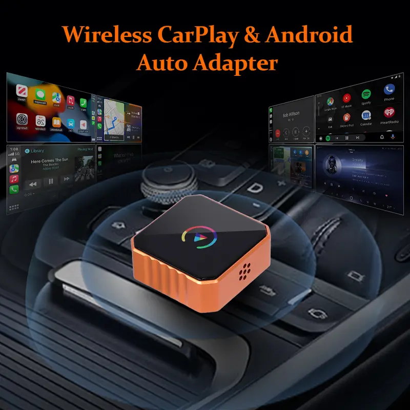 Wireless CarPlay & Android Auto Adapter, Hands-Free Calling, Plug & Play, Fast No-Delay Link, iPhone & Android Compatible