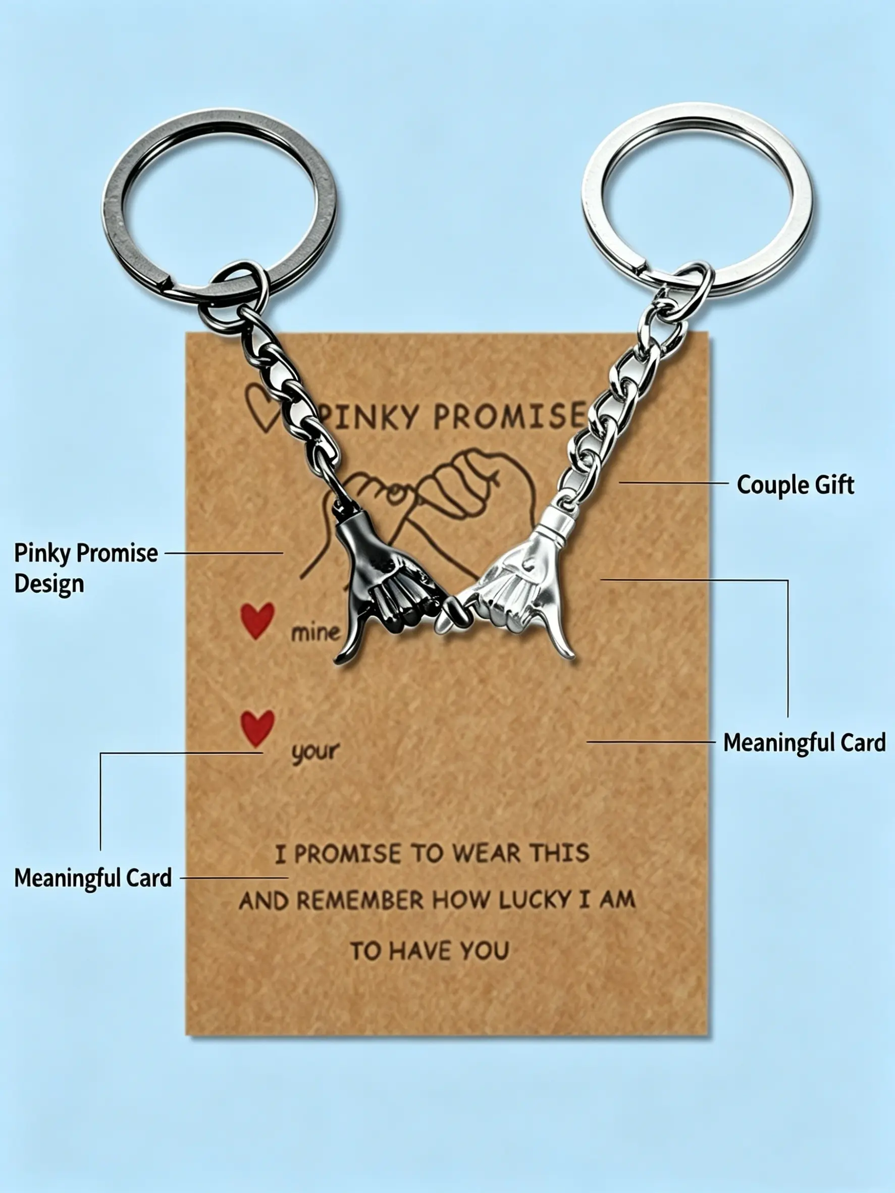 Pinky promise Promise Matching Keychains 2PCS for Couple Friends Family, Aesthetic Broken Heart Gap Puzzle Bestie Gifts for Him Her BFF Valentine's Day Birthday