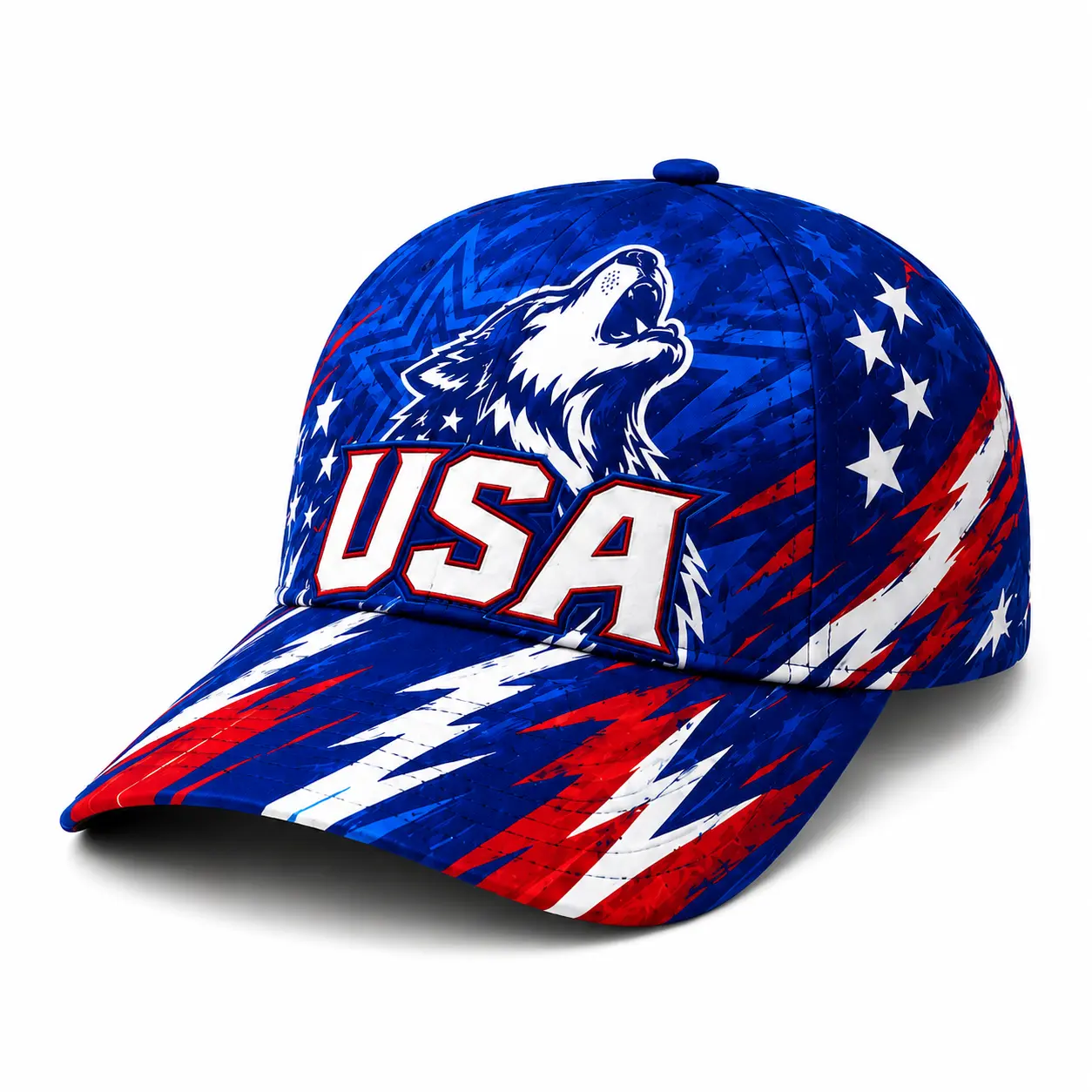 USA Wolf Baseball Cap Adjustable Snapback, Patriotic Blue Curved Brim Hat for Men Women, Outdoor Sports Streetwear Game Day Cap,sooners baseball,stylish golf,nets fan, football supporter ,raptor printed hat,official soccer,unisex summer,classic baseball