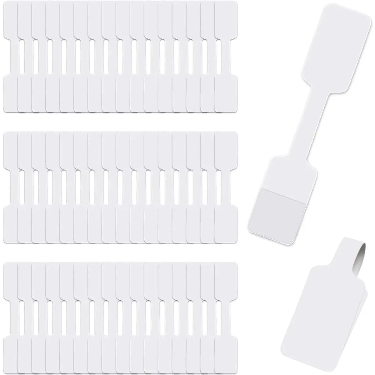 200 count Blank  Price Tags Stickers Indentification Tags,  Price Tags Self Adhesive, Necklace Earring Price Identify Rectangle Label, Barbell Label for  Display Price Display