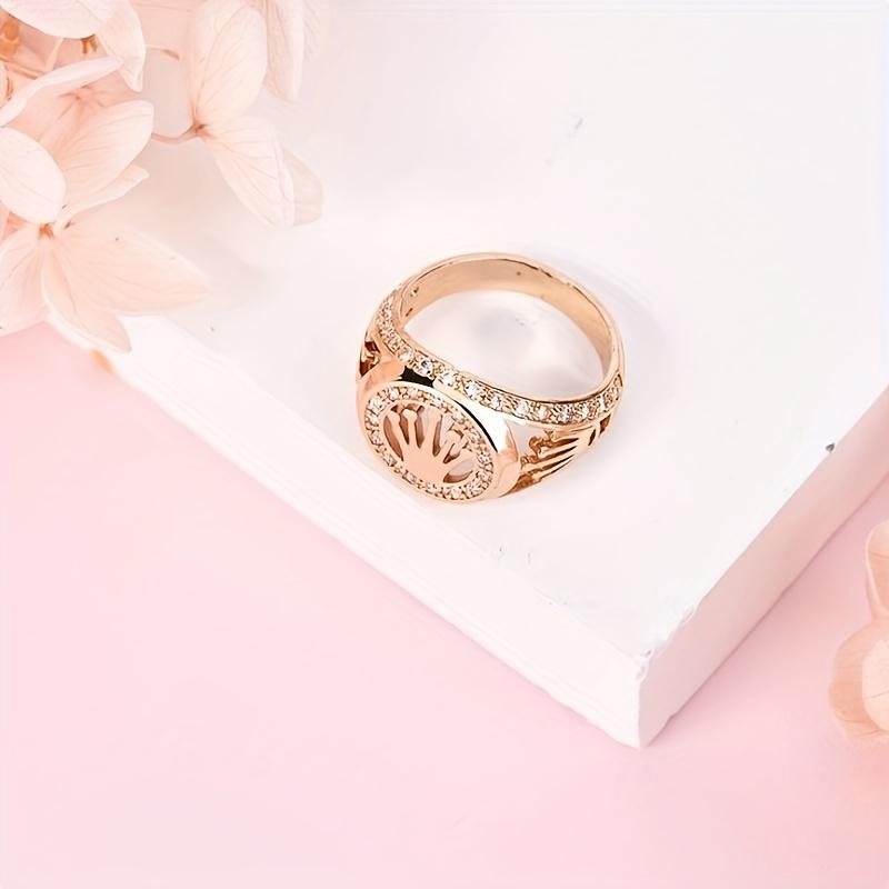 1Count Stylish Copper Ring Fashion Men'S Hip Hop Cool Detail Crown Ring with Cubic Zirconia for New Year Valentine'S Day BY534629