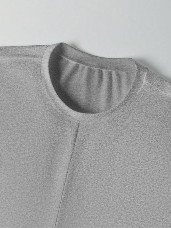 Women's Knitted Round Neck Drop Shoulder Sleeve T-Shirt, Fashion Casual Chic Asymmetrical Ruched Cross Cutout Back Tie Top