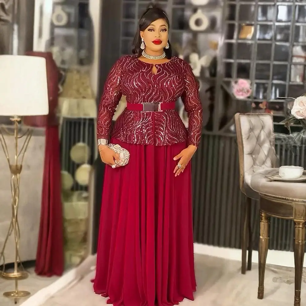 Elegant African Dresses for Women 2026 New Africa Clothing Plus Size Turkey Wedding Party Long Dress Dashiki Ankara Sequin Robe